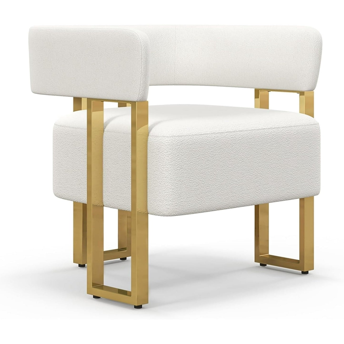 AODAILIHB Round Single Sofa Chair, Modern Velvet Living Room Accent Chair,Upholstered Tufted Barrel Reading Chair for Bed Room, Office, Corner,White