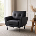 CHYMSUN Accent Chair, Faux Leather Living Room Chair, Tufted Arm Chair for Bedroom