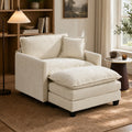 Comfy Oversized Accent Chair with Ottoman, Reading Chair for Living Room | JIASTING 36" Big Cozy Chenille Armchair with Ottoman, Large Upholstered Chair and A Half for Bedroom, Reading Nook, Beige
