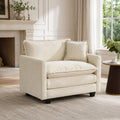 Comfy Living Room Accent Chair, Oversized Reading Chair for Bedroom, Corner | JIASTING 36" Big Cozy Chenille Armchair with Thick Cushion, Large Soft Upholstered Chair for Reading Nook, Dorm, Beige