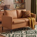 TYBOATLE Brown Faux Leather Small Couch Loveseat, 2-Seater for Living Room