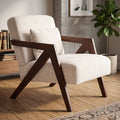 JIASTING Mid Century Modern Accent Chair, Upholstered Wooden Chair (Beige)