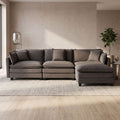 Modular Sofa, 3 Seater Couch with Ottoman, Gray Deep Seat Sofa Comfy Sectional Couch, Flexible 4-Piece Design, Soft Fabric Upholstery, Sturdy Legs for Apartment, Bedroom and Living Room