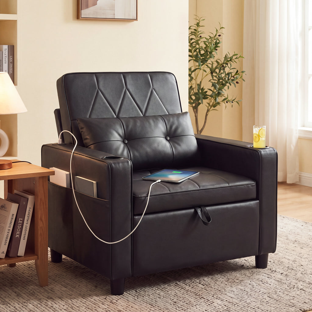 JIASTING Convertible Sleeper Chair Bed, Fold Out Futon Sofa Bed for Living Room