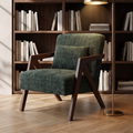 JIASTING Mid Century Modern Accent Chair, Upholstered Wooden Armchair (Green)