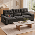 JIASTING 110" Gray Extendable Recliner Chenille Couch, Power Reclining Sofa Chaise