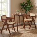 JIASTING Modern Rattan Dining Chairs Set of 4, Woven Cane Kitchen Armchairs, Walnut