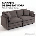 78" Loveseat, Small Couch, Small Sofa, Gray Modular Deep Seat Sofa Modern 2 Seater Couch, Comfy Deep Seating, Detachable Modular Design, Sturdy Legs for Living Room, Bedroom and Apartment