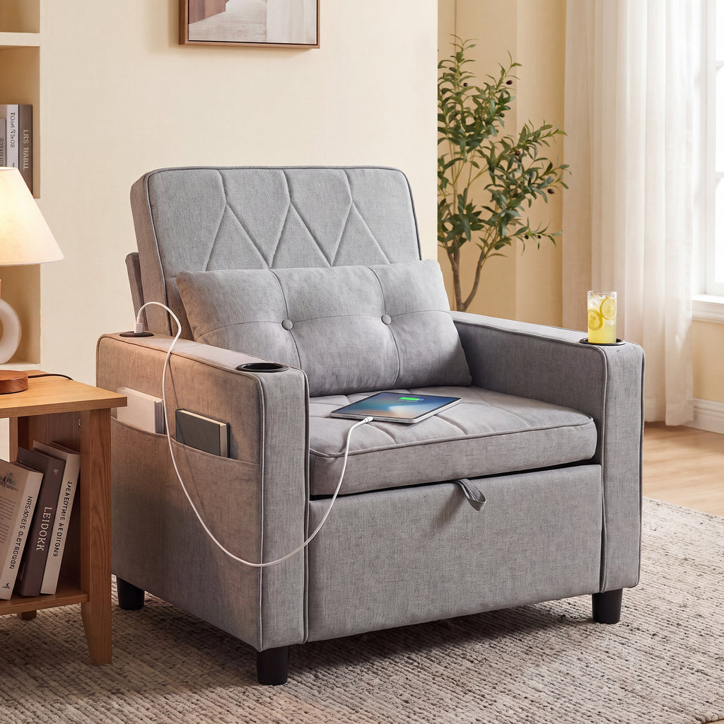 JIASTING Convertible Sleeper Chair Bed, Fold Out Futon Sofa Bed for Living Room