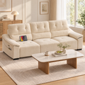 JIASTING 110" Beige Extendable Recliner Chenille Couch, Power Reclining Sofa Chaise