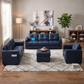 JIASTING 4-Piece Leather Living Room Set, Living Room Furniture for Office, Blue