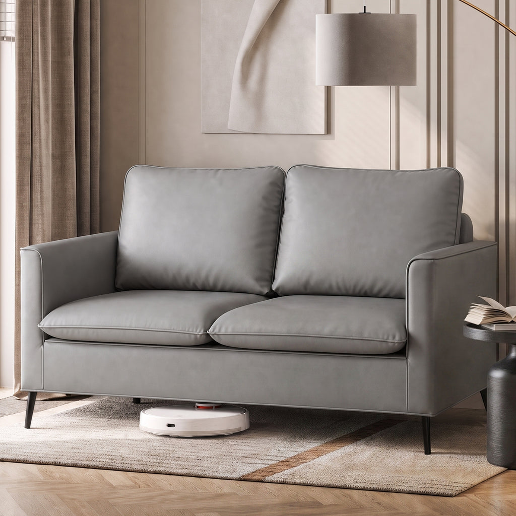 TYBOATLE Faux Leather Loveseat Sofa, Small 2 Seater Couch for Small Spaces (Grey, 1)