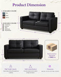 65'' Black Faux Leather Loveseat with USB, 2-Seater Living Room