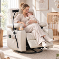 HOPUBUY Power Rocking Recliner Nursery w/Adjustable Armrest Lumbar Headrest Charging Night Light Smart Cup Holder, Modern Swivel Rocker ,Nursing Glider Chair for Breastfeeding Living Room