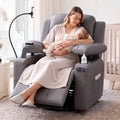 HOPUBUY Power Rocking Recliner Nursery w/Motorized Adjustable Armrests Grey,320° Swivel M1 M2 Memory Remote Nursing Glider w/ Storage Pockets Cup Holder & Phone Holder for Breastfeeding