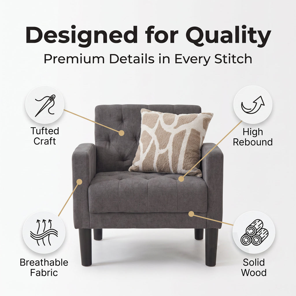 JIASTING Living Room Accent Chair, Upholstered Armchair for Bedroom, Office, Dorm