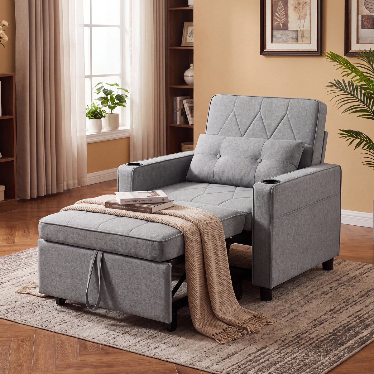 JIASTING Convertible Sleeper Chair Bed, Fold Out Futon Sofa Bed for Living Room