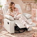 HOPUBUY Manual Rocking Chair Nursery w/Adjustable Armrests 360° Swivel Glider, Modern 135° Reclining Chair for Nursing Breastfeeding Bedroom,0–90° Foldable Armrests, Built-in Footrest