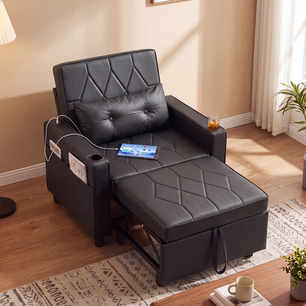 JIASTING Convertible Sleeper Chair Bed, Fold Out Futon Sofa Bed for Living Room