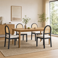 JIASTING JIASTING Upholstered Rattan Dining Chairs Set of 4, Farmhouse Modern Kitchen Chairs