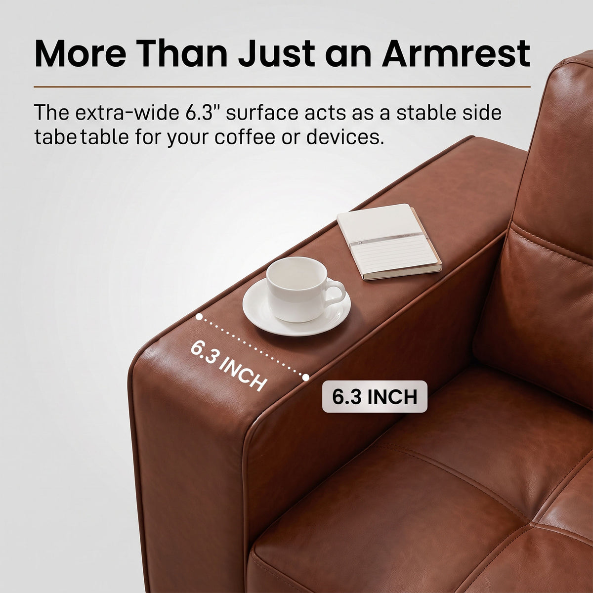 JIASTING 4-Piece Leather Living Room Set, Living Room Furniture for Office, Brown JIASTING