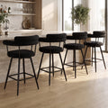 JIASTING Black Swivel Barstool Set 4, 26" Counter Height Stool Backs Kitchen Island