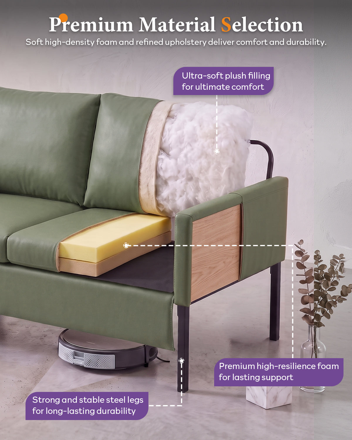 TYBOATLE Faux Leather Small Couch, 2 Seater Comfy Loveseat, Upholstered Office Sofa