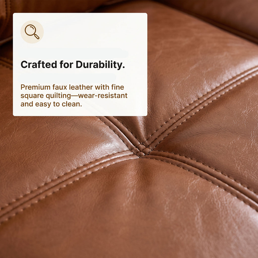 JIASTING 4-Piece Leather Living Room Set, Living Room Furniture for Office, Brown JIASTING