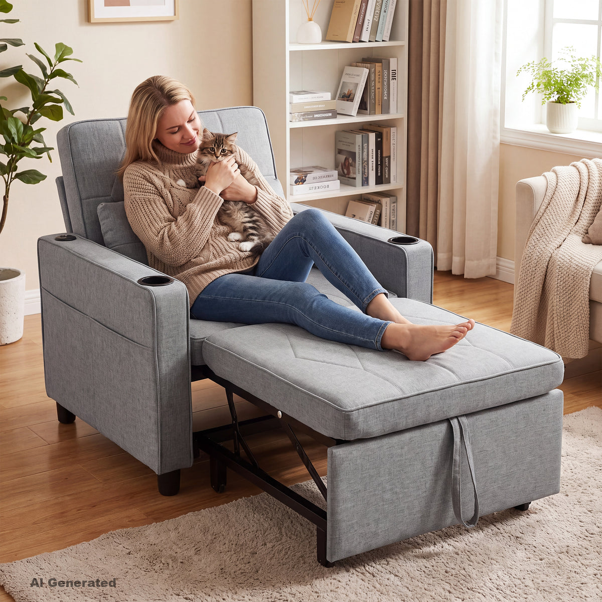JIASTING Convertible Sleeper Chair Bed, Fold Out Futon Sofa Bed for Living Room