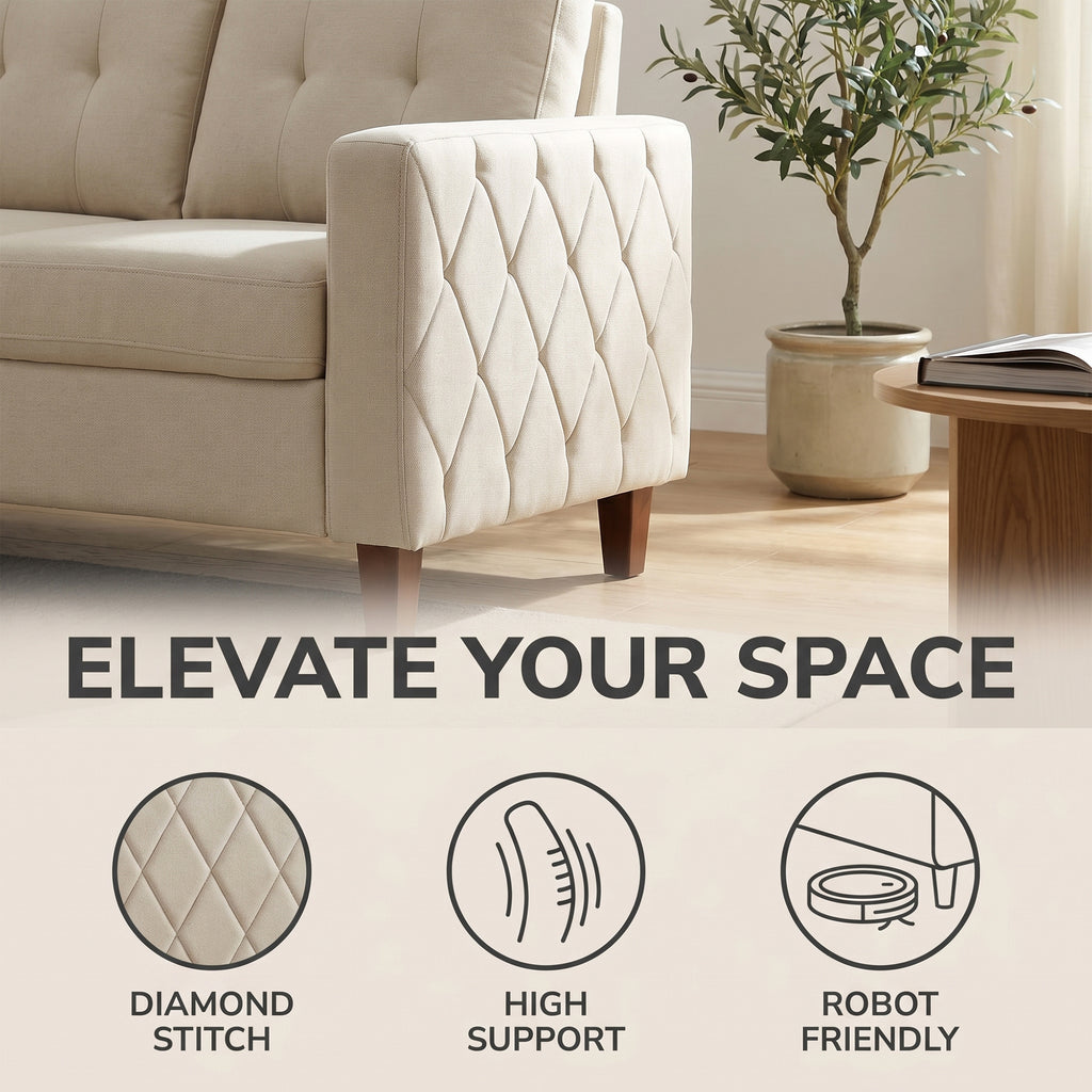 TYBOATLE 3 Piece Living Room Furniture Sets, 3 Seater Sofa and Chair Set, Cloud Couch Living Room Furniture Set, Beige Modern Sofa and Chair Set for Apartment, Home (Beige, 3+1+1)