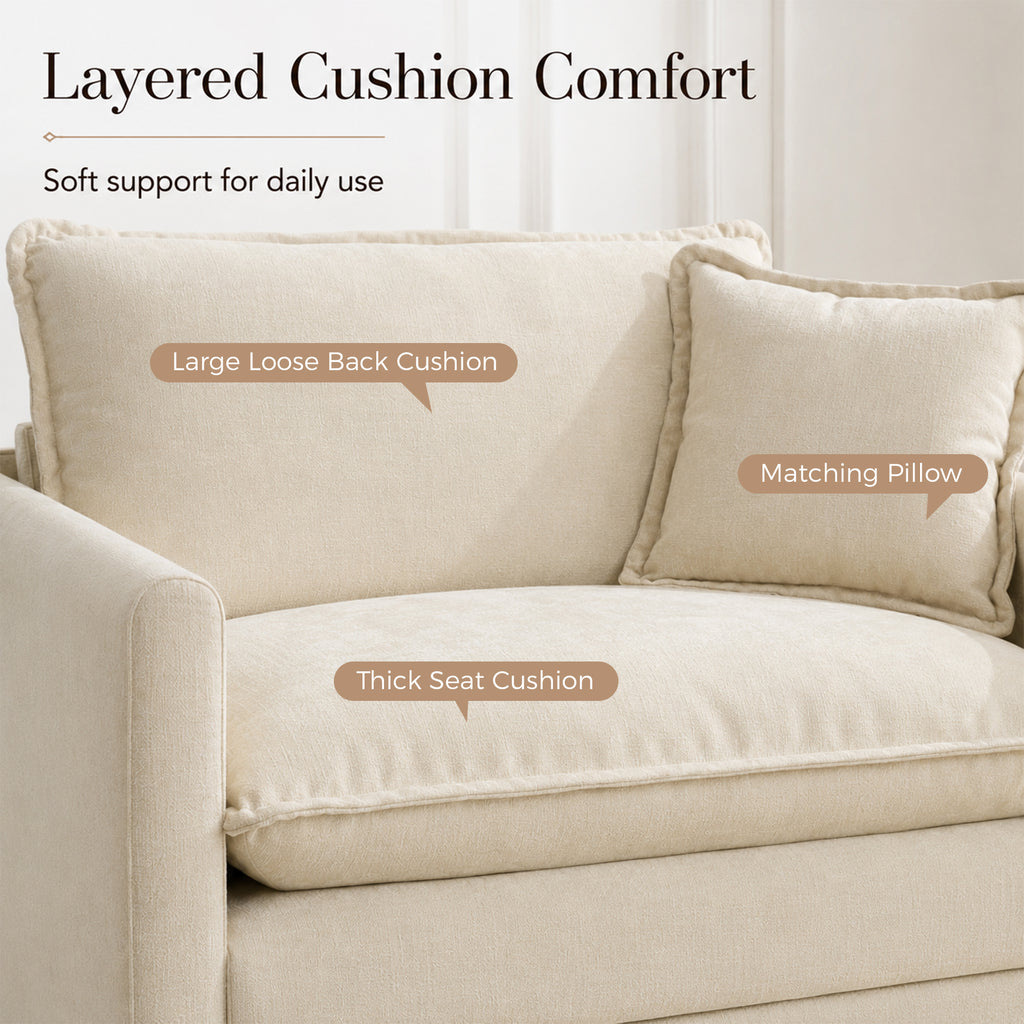 Comfy Living Room Accent Chair, Oversized Reading Chair for Bedroom, Corner | JIASTING 36" Big Cozy Chenille Armchair with Thick Cushion, Large Soft Upholstered Chair for Reading Nook, Dorm, Beige