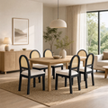 JIASTING JIASTING JIASTING Upholstered Rattan Dining Chairs Set of 6, Farmhouse Modern Kitchen Chairs