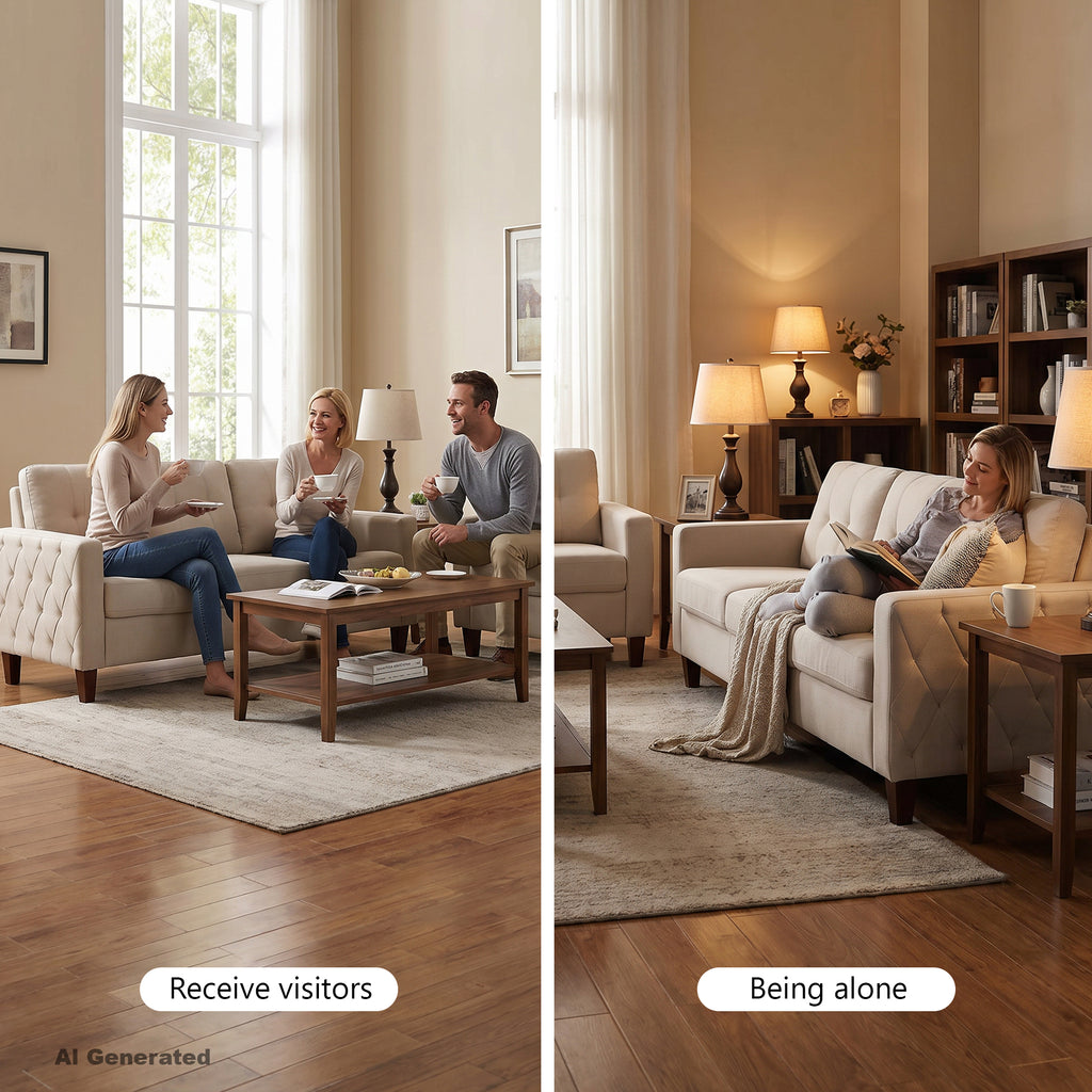 TYBOATLE 3 Piece Living Room Furniture Sets, 3 Seater Sofa and Chair Set, Cloud Couch Living Room Furniture Set, Beige Modern Sofa and Chair Set for Apartment, Home (Beige, 3+1)