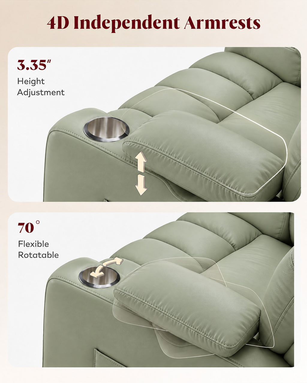 HOPUBUY Power Rocking Recliner Nursery w/Adjustable Armrest Lumbar Headrest Charging Night Light Smart Cup Holder, Modern Swivel Rocker ,Nursing Glider Chair for Breastfeeding Living Room
