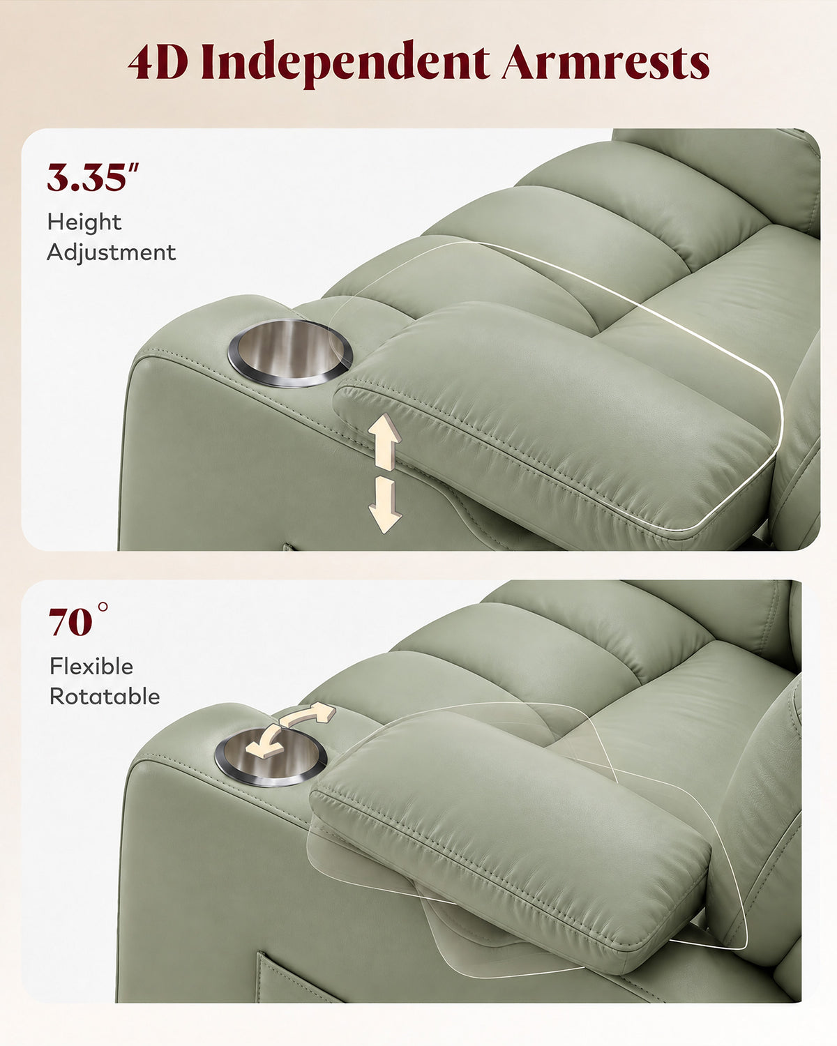 HOPUBUY Power Rocking Recliner Nursery w/Adjustable Armrest Lumbar Headrest Charging Night Light Smart Cup Holder, Modern Swivel Rocker ,Nursing Glider Chair for Breastfeeding Living Room