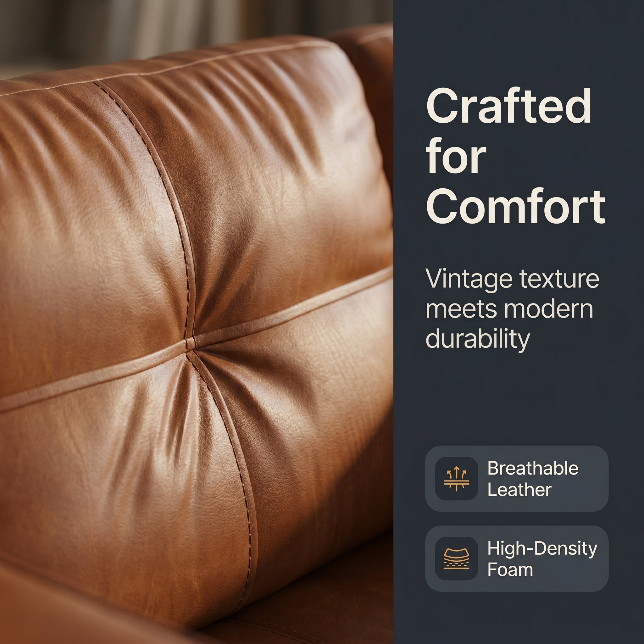 CHYMSUN 65'' Faux Leather Loveseat w/USB Charging, 2-Seater Leather Small Couch | Mid-Century Modern Leather Couch, Living Room Couch, Tufted Design, Wide Armrests, Side Storage Pockets, Office, Dorm, Brown