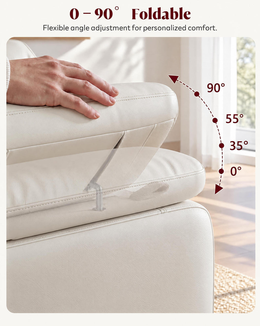 HOPUBUY Manual Rocking Chair Nursery w/Adjustable Armrests 360° Swivel Glider, Modern 135° Reclining Chair for Nursing Breastfeeding Bedroom,0–90° Foldable Armrests, Built-in Footrest