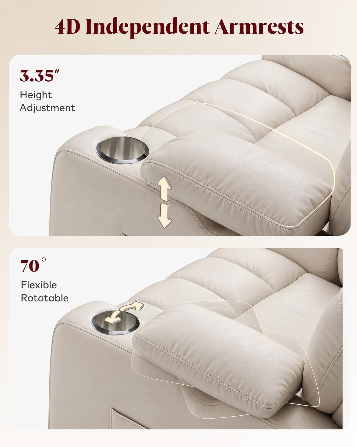 HOPUBUY Power Rocking Recliner Nursery w/Adjustable Armrest Lumbar Headrest Charging Night Light Smart Cup Holder, Modern Swivel Rocker ,Nursing Glider Chair for Breastfeeding Living Room