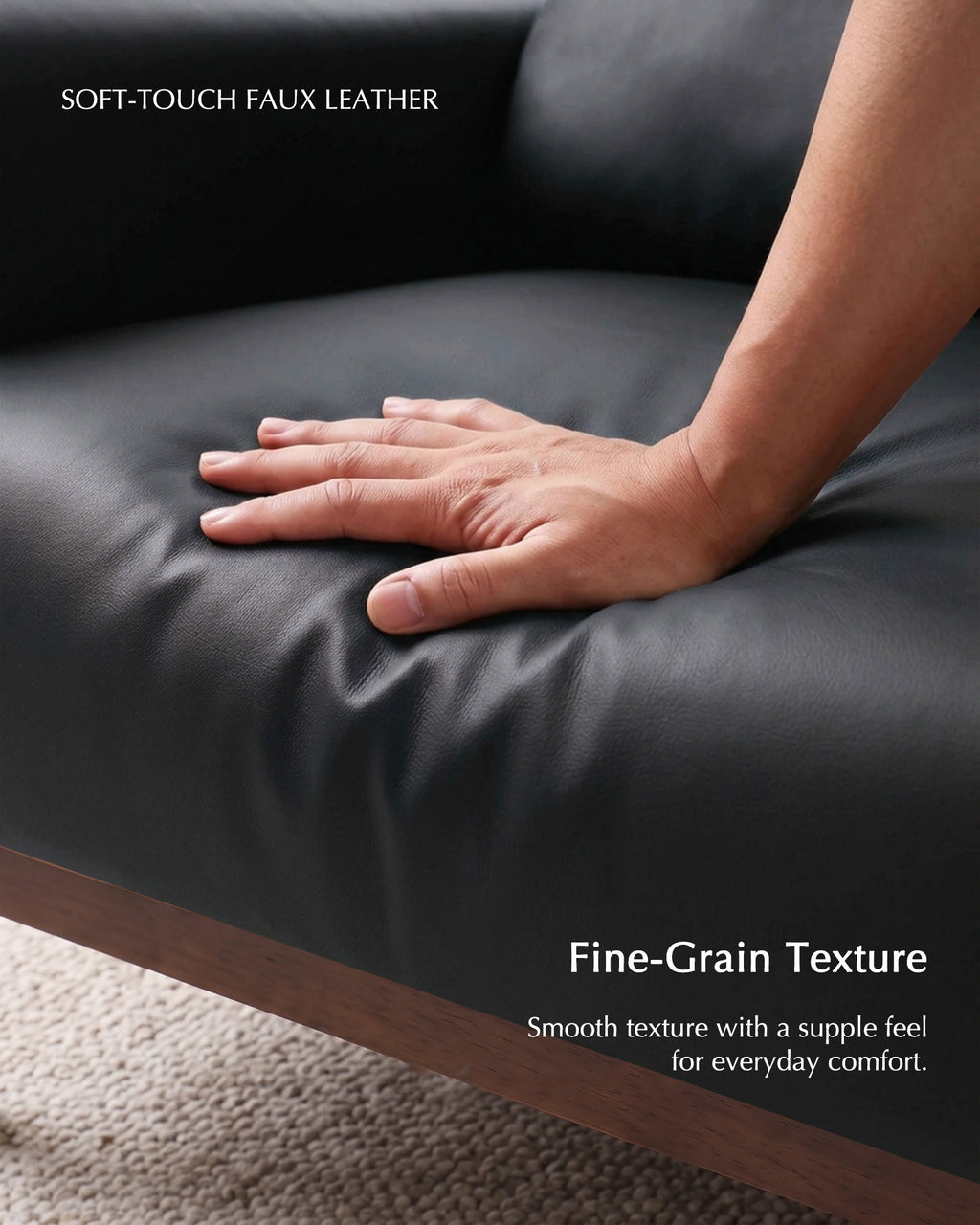 JIASTING Oversized Leather Accent Chair with Wooden Legs & High Backrest