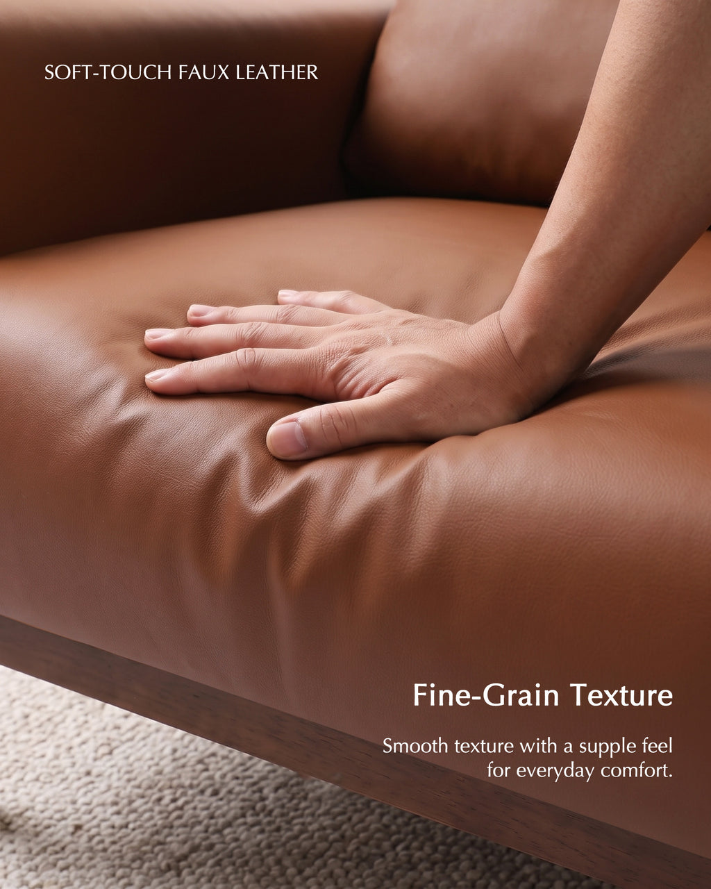 JIASTING Oversized Leather Accent Chair, Sofa Chair with Wooden Legs & High Backrest