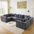 TYBOATLE 146'' Boneless Couch, U Shaped Cloud Sectional Modular Sofa, Dark Gray Modular Design, 35D High-Resilience Foam, 48" Deep Chaise, No Assembly, 1200 lb Capacity, Dark Gray