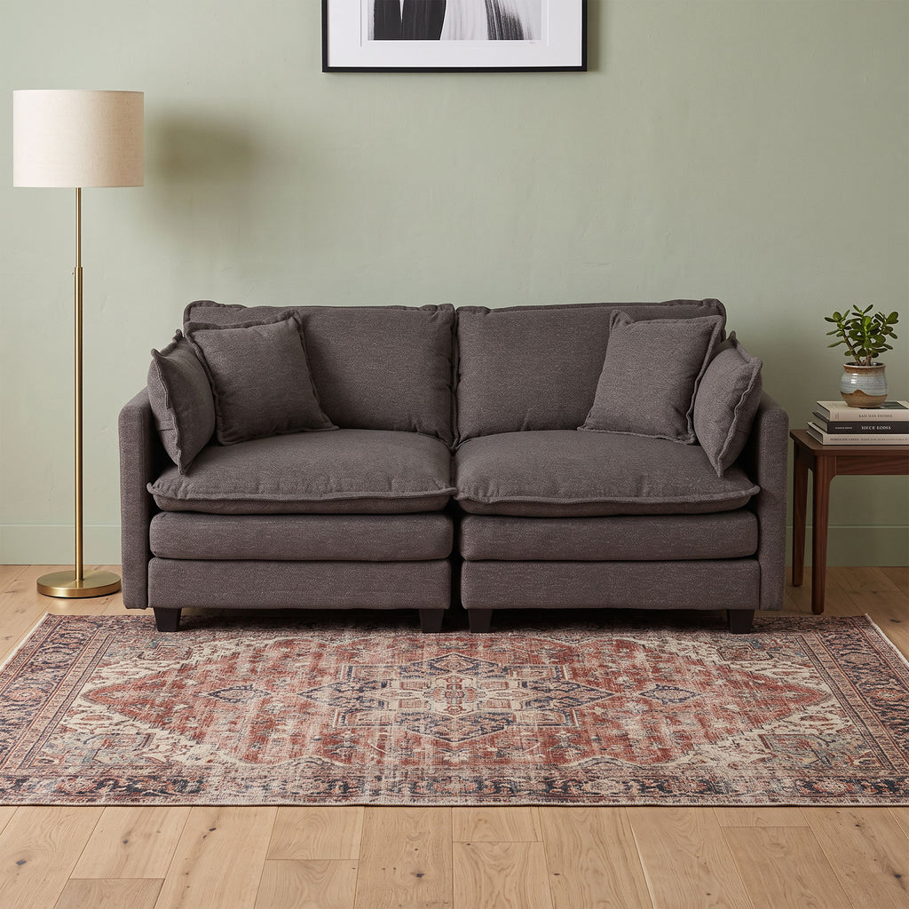 78" Loveseat, Small Couch, Small Sofa, Gray Modular Deep Seat Sofa Modern 2 Seater Couch, Comfy Deep Seating, Detachable Modular Design, Sturdy Legs for Living Room, Bedroom and Apartment