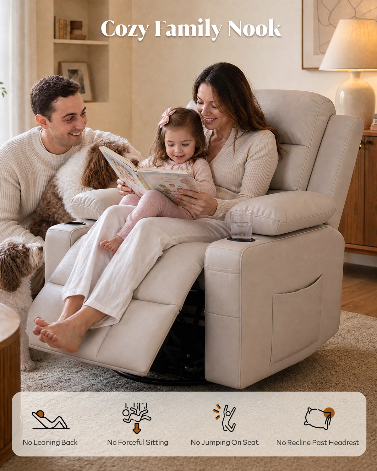 HOPUBUY Power Swivel Recliner Chair w/ Motorized Adjustable Armrests, Nursery Rocking, 320° Swivel M1 M2 Memory Remote Nursing Glider w/ Storage Pockets Cup Holder & Phone Holder for Breastfeeding