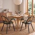 Rattan Dining Chairs Set of 4 with Upholstered Seat for Kitchen, Green