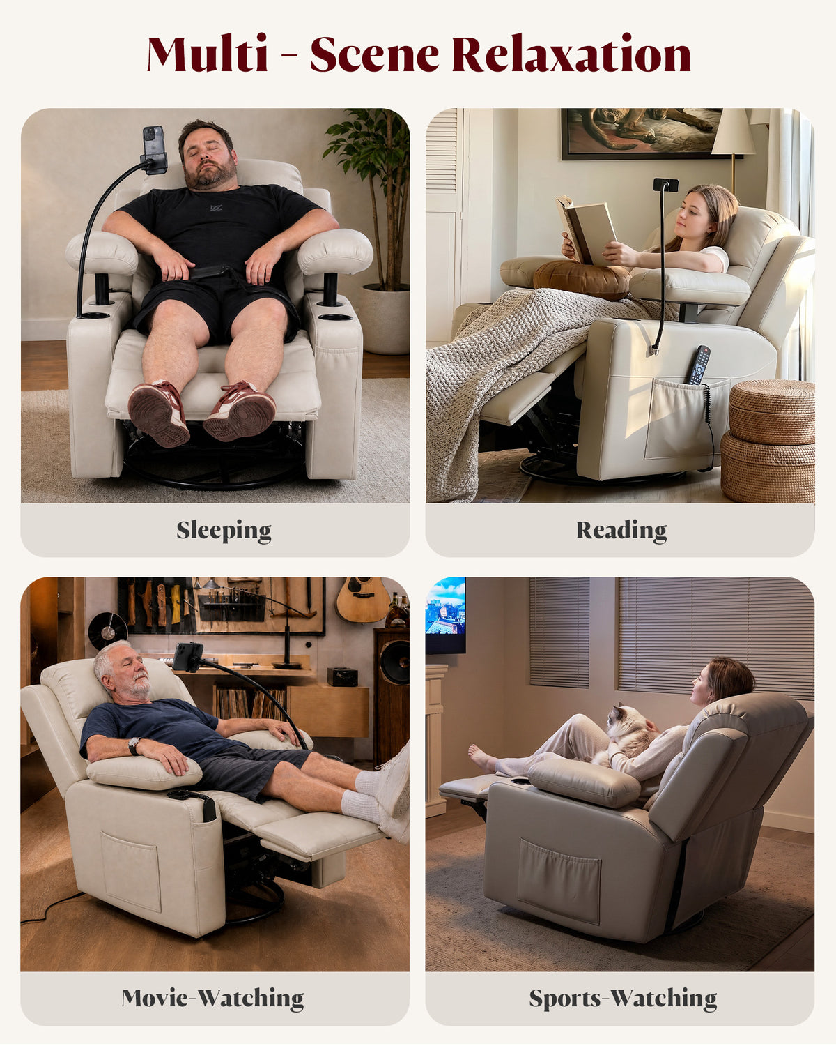 HOPUBUY Power Swivel Recliner Chair w/ Motorized Adjustable Armrests, Nursery Rocking, 320° Swivel M1 M2 Memory Remote Nursing Glider w/ Storage Pockets Cup Holder & Phone Holder for Breastfeeding