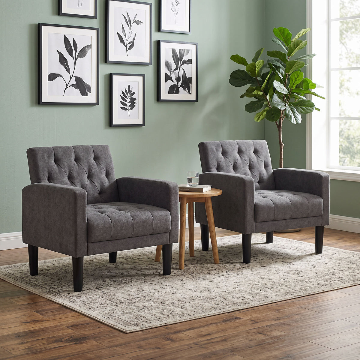 JIASTING Living Room Accent Chairs Set of 2, Upholstered Armchairs for Bedroom, Dorm