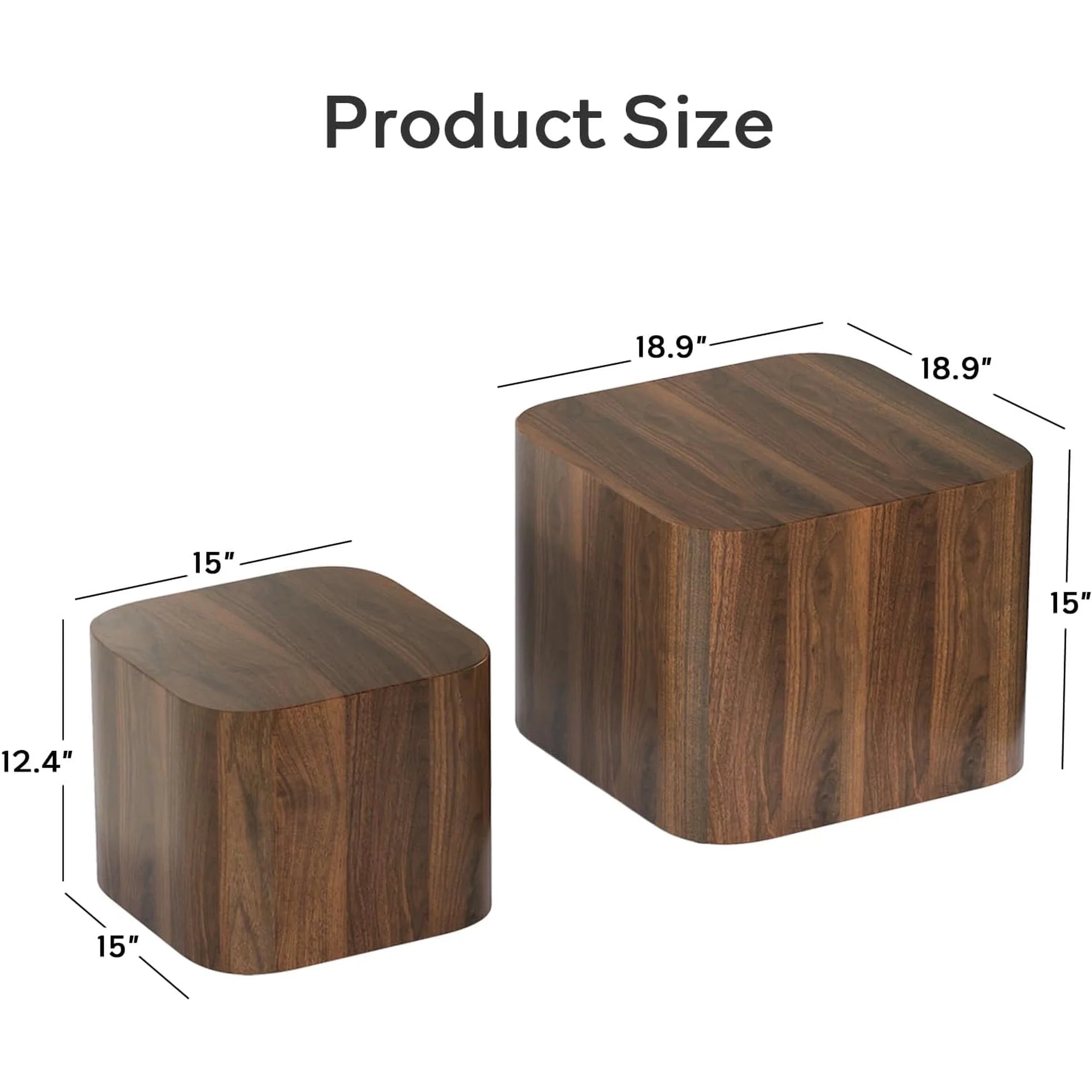 LAZZO Nesting Coffee Table Set of 2, Modern Wooden Coffee Table & End Table, Small Side Tables for Living Room, Bedroom & Apartment, Brown