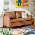TYBOATLE Modern Faux Leather Small Couches for Small Spaces, Comfy Upholstered Brown Love Seat for Bedroom, 2 Seater Mini Couch for Dorm, Apartment, Office, Brown