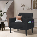 LAZZO Mid-Century Modern Accent Chair, Upholstered Armchair for Living Room Bedroom Office, Black