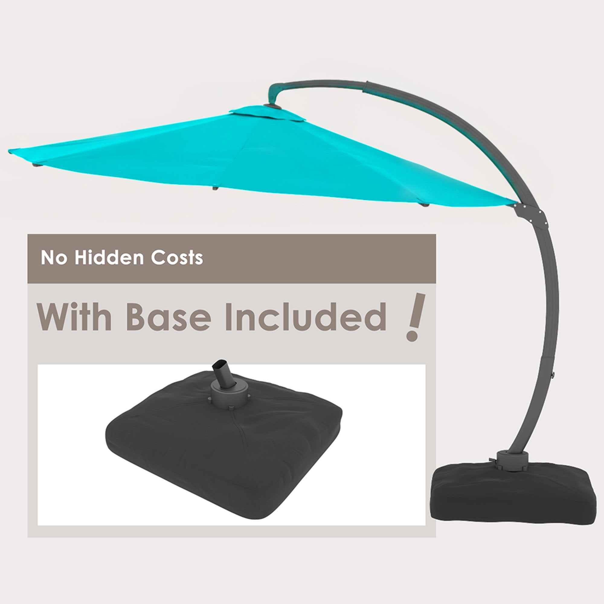 LAZZO 11FT Patio Umbrella with Base, Outdoor Deluxe Cantilever Cantilever Umbrella for Patio Pool Deck, Blue